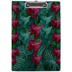 Rare Excotic Forest Of Wild Orchids Vines Blooming In The Calm A4 Clipboard by pepitasart