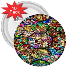 Character Disney Stained 3  Buttons (10 Pack)  by artworkshop