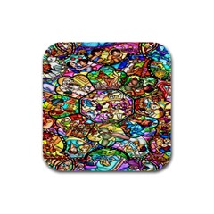 Character Disney Stained Rubber Square Coaster (4 Pack) by artworkshop