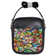 Character Disney Stained Girls Sling Bag by artworkshop