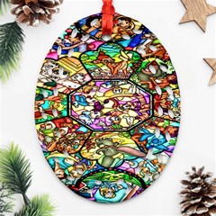 Character Disney Stained Oval Filigree Ornament (two Sides) by artworkshop