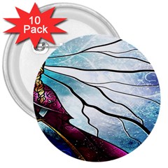 Anna Disney Frozen Stained Glass 3  Buttons (10 Pack)  by artworkshop