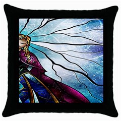 Anna Disney Frozen Stained Glass Throw Pillow Case (black)