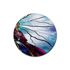 Anna Disney Frozen Stained Glass Rubber Coaster (round) by artworkshop