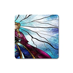 Anna Disney Frozen Stained Glass Square Magnet by artworkshop