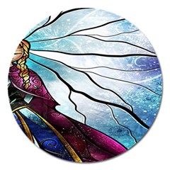 Anna Disney Frozen Stained Glass Magnet 5  (round) by artworkshop