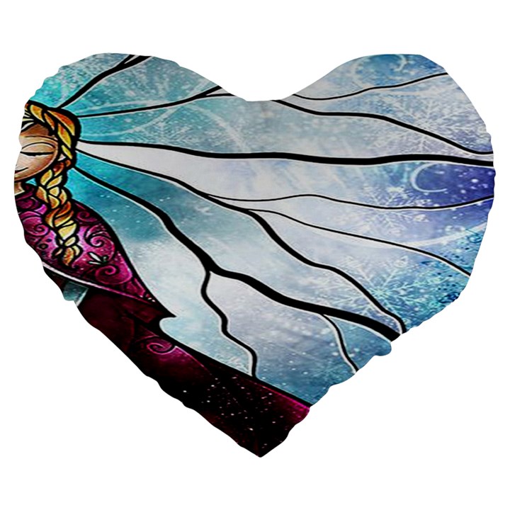 Anna Disney Frozen Stained Glass Large 19  Premium Heart Shape Cushions