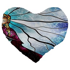 Anna Disney Frozen Stained Glass Large 19  Premium Heart Shape Cushions by artworkshop