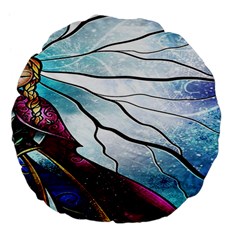 Anna Disney Frozen Stained Glass Large 18  Premium Flano Round Cushions by artworkshop