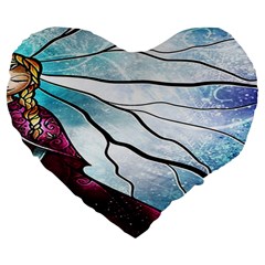 Anna Disney Frozen Stained Glass Large 19  Premium Flano Heart Shape Cushions by artworkshop