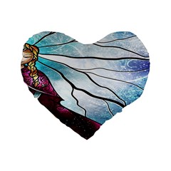 Anna Disney Frozen Stained Glass Standard 16  Premium Flano Heart Shape Cushions by artworkshop