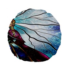 Anna Disney Frozen Stained Glass Standard 15  Premium Flano Round Cushions by artworkshop