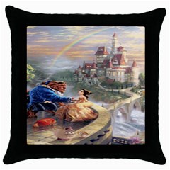 Beauty And The Beast Castle Throw Pillow Case (black) by artworkshop