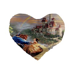 Beauty And The Beast Castle Standard 16  Premium Flano Heart Shape Cushions by artworkshop