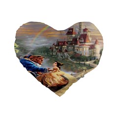 Beauty And The Beast Castle Standard 16  Premium Heart Shape Cushions by artworkshop