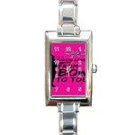 Bow To Toe Cheer Rectangle Italian Charm Watch Front