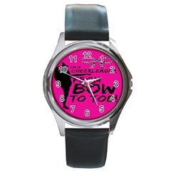 Bow To Toe Cheer Round Metal Watch by artworkshop