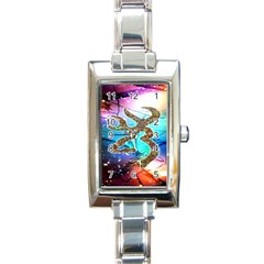 Browning Deer Glitter Galaxy Rectangle Italian Charm Watch by artworkshop