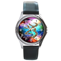 Browning Deer Glitter Galaxy Round Metal Watch by artworkshop