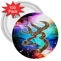 Browning Deer Glitter Galaxy 3  Buttons (100 Pack)  by artworkshop