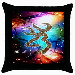 Browning Deer Glitter Galaxy Throw Pillow Case (black)