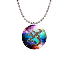 Browning Deer Glitter Galaxy 1  Button Necklace by artworkshop