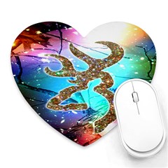 Browning Deer Glitter Galaxy Heart Mousepads by artworkshop