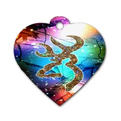 Browning Deer Glitter Galaxy Dog Tag Heart (one Side) by artworkshop