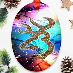 Browning Deer Glitter Galaxy Oval Ornament (two Sides) by artworkshop