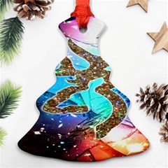 Browning Deer Glitter Galaxy Christmas Tree Ornament (two Sides) by artworkshop