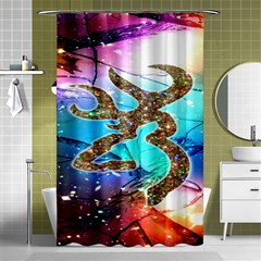 Browning Deer Glitter Galaxy Shower Curtain 48  X 72  (small)  by artworkshop