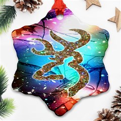 Browning Deer Glitter Galaxy Snowflake Ornament (two Sides) by artworkshop