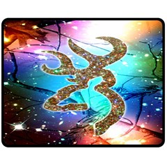 Browning Deer Glitter Galaxy Double Sided Fleece Blanket (medium)  by artworkshop