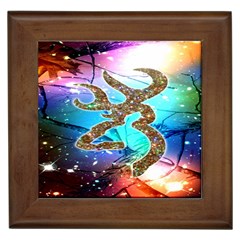 Browning Deer Glitter Galaxy Framed Tile by artworkshop