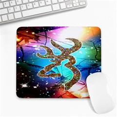 Browning Deer Glitter Galaxy Large Mousepads by artworkshop