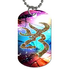 Browning Deer Glitter Galaxy Dog Tag (two Sides) by artworkshop