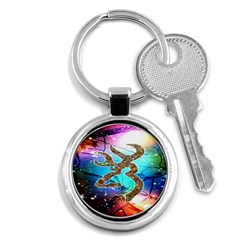 Browning Deer Glitter Galaxy Key Chain (round) by artworkshop