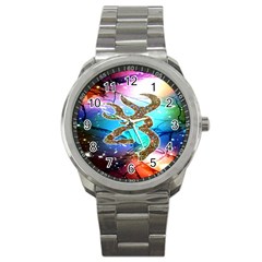 Browning Deer Glitter Galaxy Sport Metal Watch by artworkshop