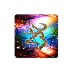 Browning Deer Glitter Galaxy Square Magnet by artworkshop