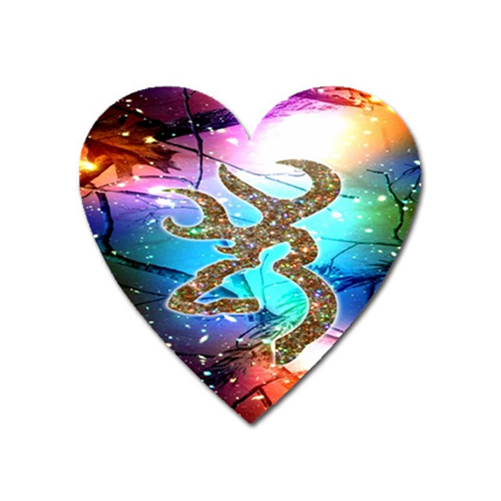 Browning Deer Glitter Galaxy Heart Magnet