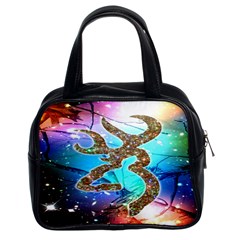 Browning Deer Glitter Galaxy Classic Handbag (two Sides) by artworkshop