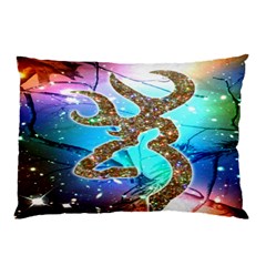 Browning Deer Glitter Galaxy Pillow Case by artworkshop