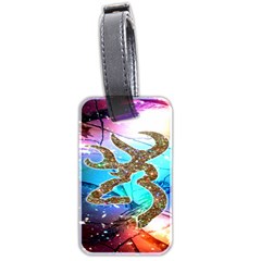 Browning Deer Glitter Galaxy Luggage Tag (two Sides) by artworkshop