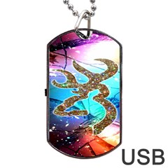 Browning Deer Glitter Galaxy Dog Tag Usb Flash (two Sides) by artworkshop