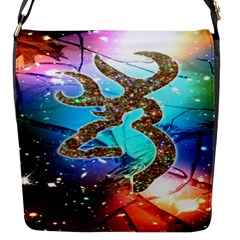 Browning Deer Glitter Galaxy Flap Closure Messenger Bag (s) by artworkshop