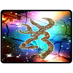 Browning Deer Glitter Galaxy Double Sided Fleece Blanket (large)  by artworkshop