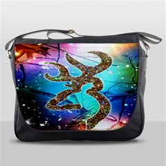 Browning Deer Glitter Galaxy Messenger Bag by artworkshop