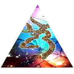 Browning Deer Glitter Galaxy Wooden Puzzle Triangle by artworkshop