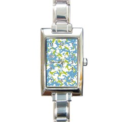 Birds Silhouette Motif Random Pattern Rectangle Italian Charm Watch by dflcprintsclothing