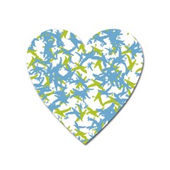 Birds Silhouette Motif Random Pattern Heart Magnet by dflcprintsclothing